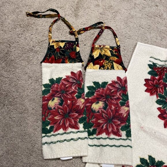 Vintage Cannon Christmas Holiday Dish Hand Towel 24x15 Poinsettia Lot of 3 NWOT - Picture 2 of 10